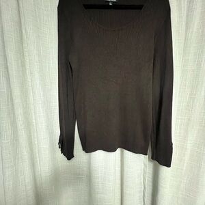 Ribbed Long Sleeve Top - Brown